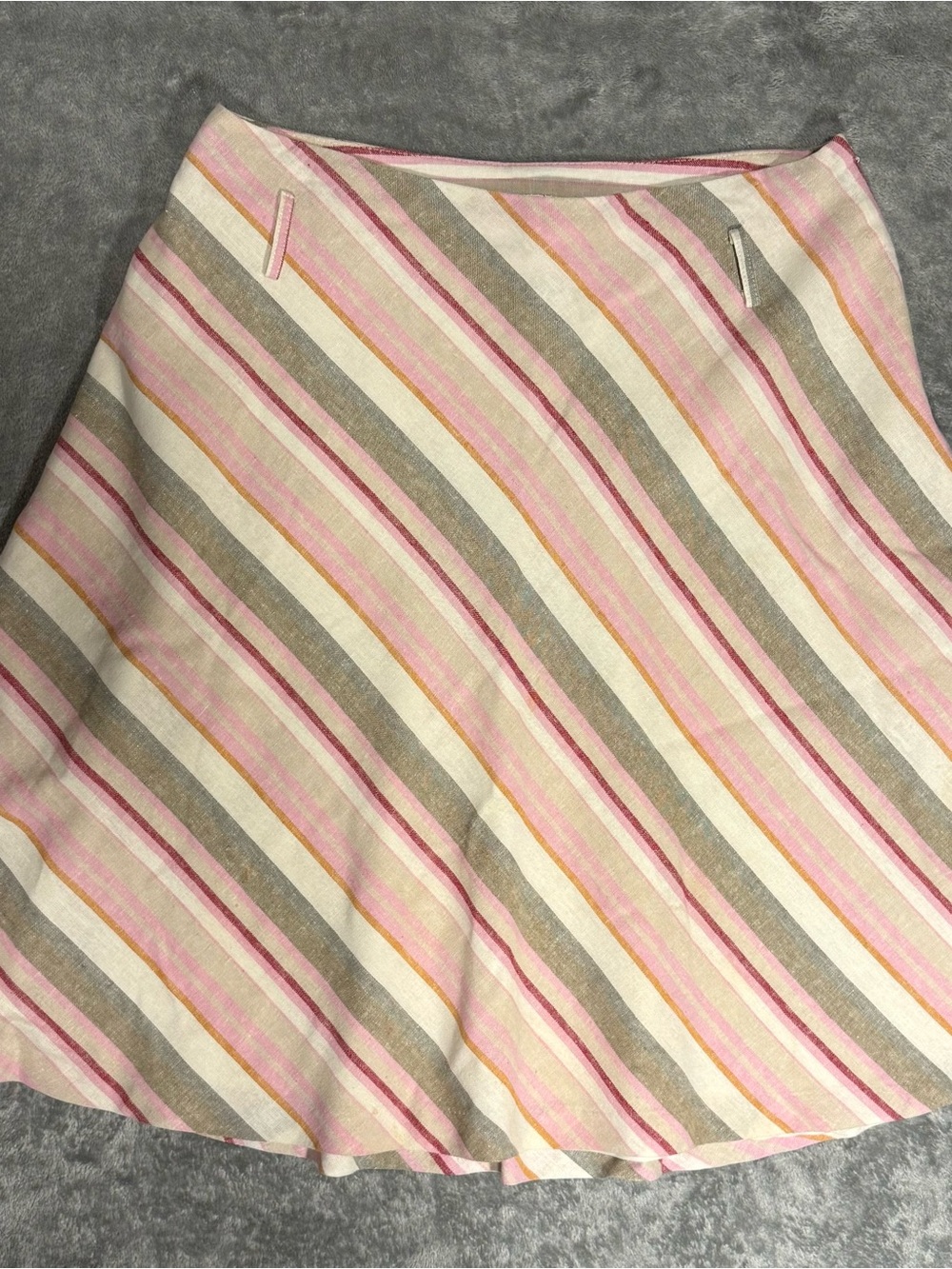 Vintage Touche Pink Striped A-Line Skirt With Lining Size 10